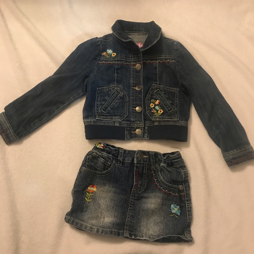 Floral denim kids set 💐